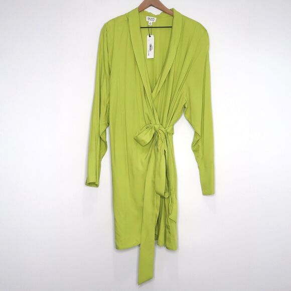 The Drop Paige Desorbo Womens Wrap Dress Plus Size 3X Lime Green Office Minimal‎ - Picture 2 of 11